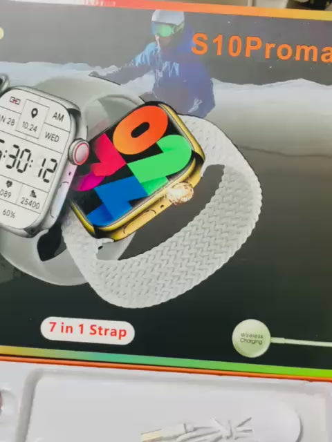 S10 ProMax Smart Watch Series 9 | 7‑in‑1 Straps Set | Bluetooth Calling, Music, Fitness & Wireless Charging